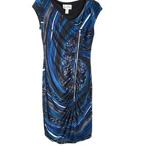 Joseph Ribkoff Dress Double Zip Detail Ruching Women’s 6